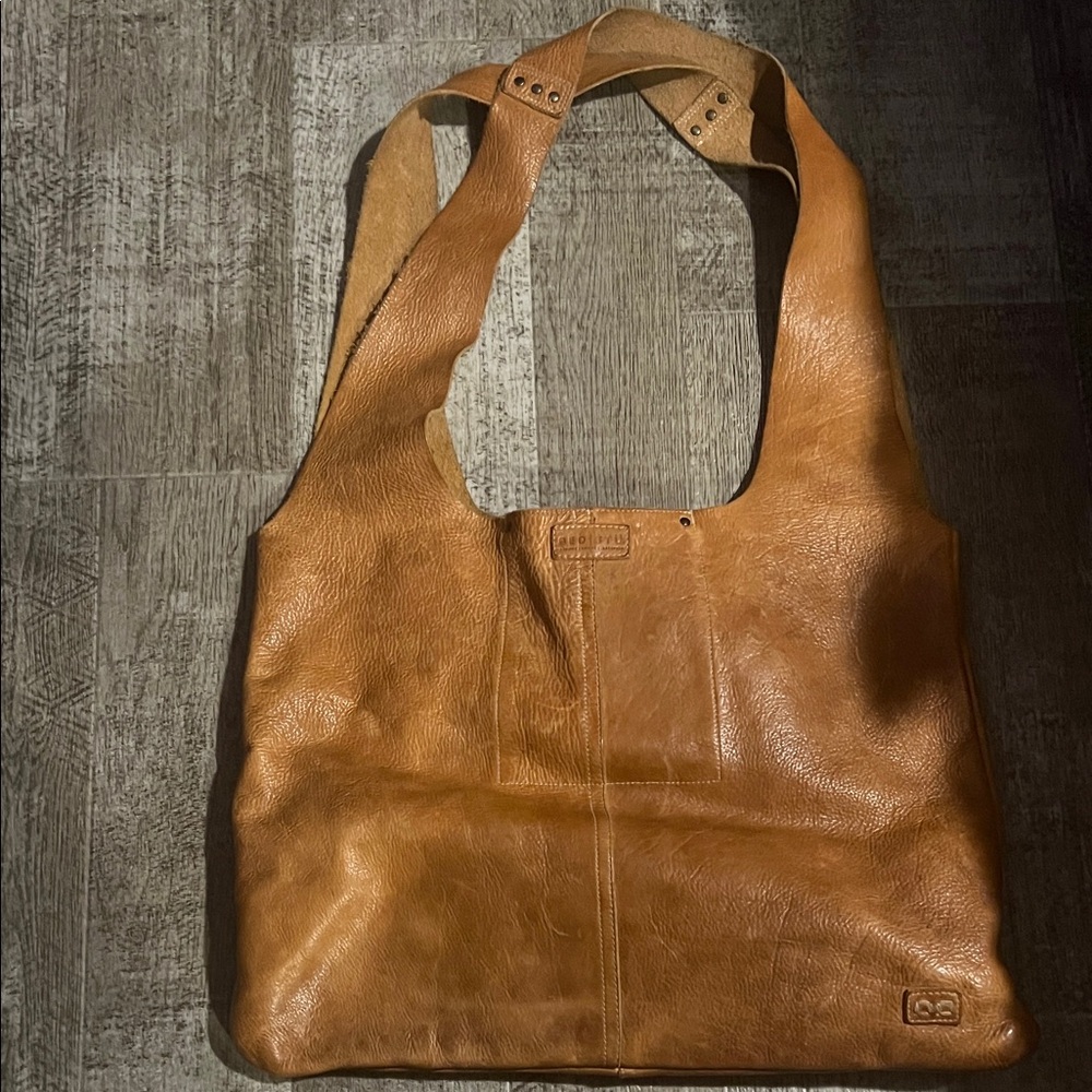 Bed Stu Tan Leather Messenger Tote